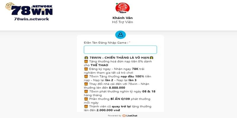 Bạn có thể liên hệ nhà cái 78win qua kênh chat trực tuyến Bạn có thể liên hệ nhà cái 78win qua kênh chat trực tuyến